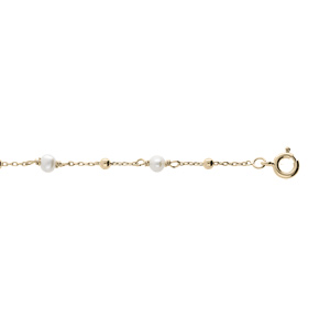 Bracelet en plaqu or chane avec perles de culture d\'eau douce 16+3cm - Vue 1