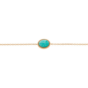 Bracelet en plaqu or chane avec pierre Amazonite vritable contour perl 16+2cm - Vue 1