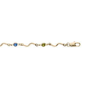 Bracelet en plaqu or chane avec pierres multi couleurs 16+3cm - Vue 1