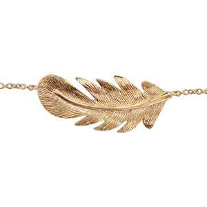 Bracelet en plaqué or chaîne avec plume longueur 15+2cm - Vue 1