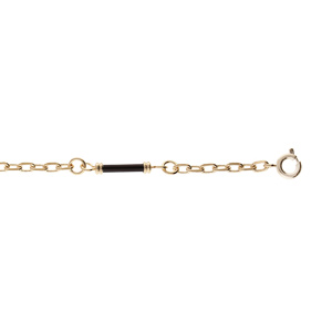 Bracelet en plaqu or chane avec tubes noirs 18cm - Vue 1