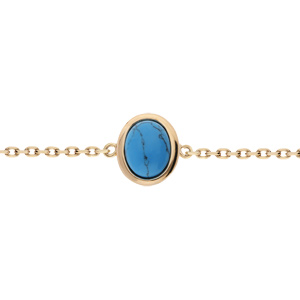 Bracelet en plaqu or chane avec turquoise de synthse 16+3cm - Vue 1