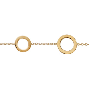 Bracelet en plaqu or chane 3 cercles plats 16cm + 2cm - Vue 1