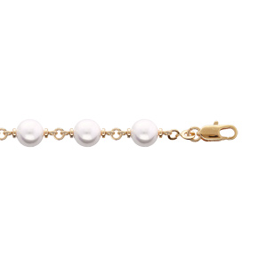 Bracelet en plaqu or chane et perle blanche de synthse 16+3cm - Vue 1