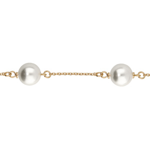 Bracelet en plaqu or chane et perles blanches de synthse 16+3cm - Vue 1