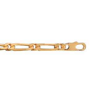 Bracelet en plaqu or chane maille figaro 1+1 largeur 5mm et longueur 21cm - Vue 1