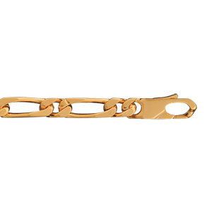 Bracelet en plaqu or chane maille figaro 1+1 largeur 6mm et longueur 21cm - Vue 1