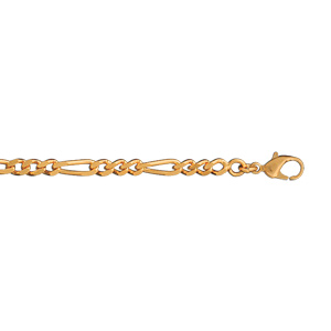 Bracelet en plaqu or chane maille figaro 1+3 largeur 3mm et longueur 18cm - Vue 1