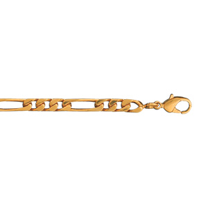 Bracelet en plaqu or chane maille figaro 1+3 largeur 4mm et longueur 18cm - Vue 1