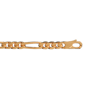 Bracelet en plaqu or chane maille figaro 1+3 largeur 5mm et longueur 21cm - Vue 1