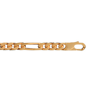 Bracelet en plaqu or chane maille figaro 1+3 largeur 6mm et longueur 21cm - Vue 1