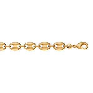 Bracelet en plaqu or chane maille grains de caf massive- largeur 6,5mm et longueur 19cm - Vue 1