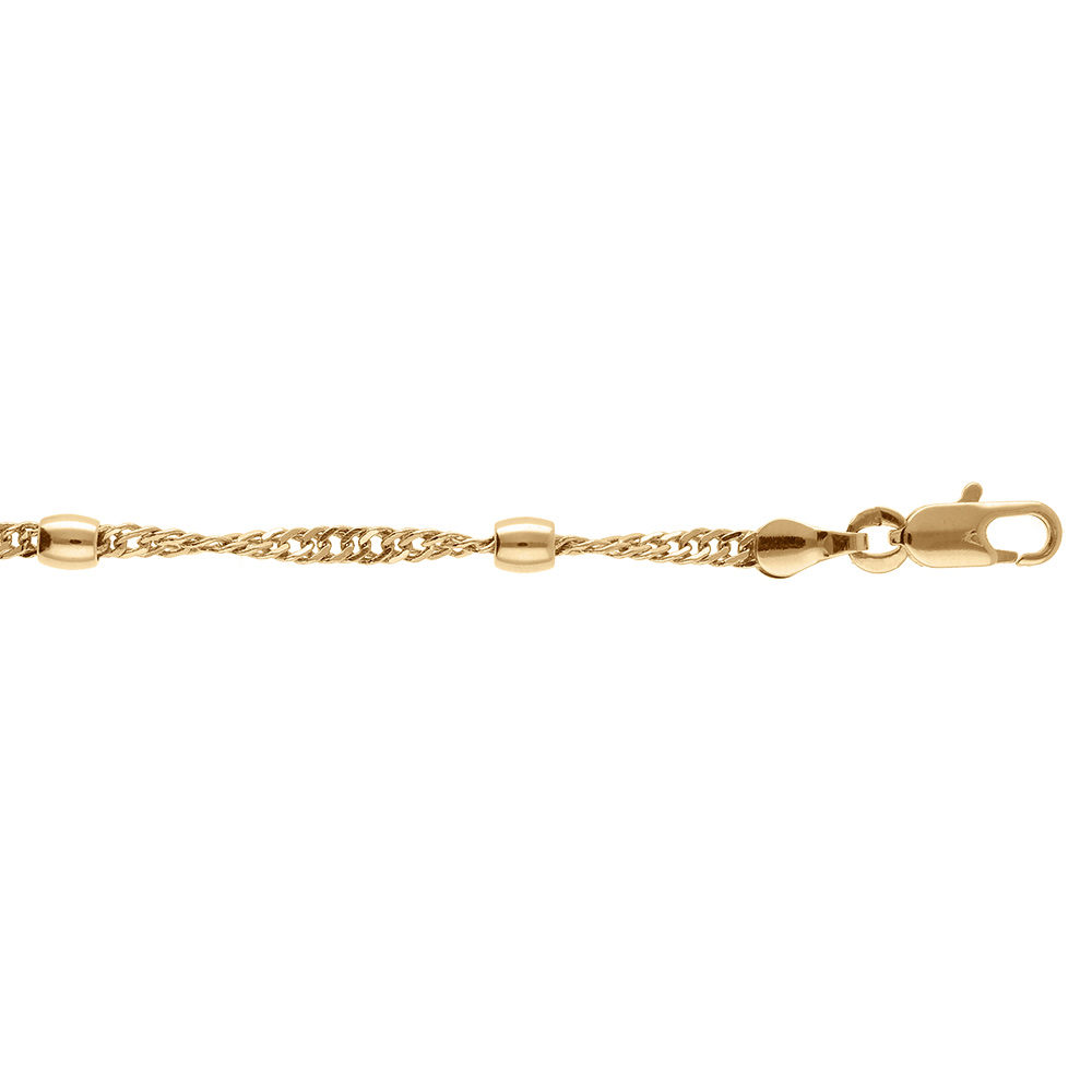 Bracelet en plaqu� or chaine torsad�e et olives - 16+3cm - Vue 1