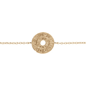 Bracelet en plaqu or disque vide calendrier astrologie et soleil 16+2cm - Vue 1