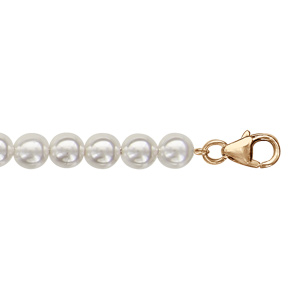 Bracelet en plaqu or et perles Swarovski blanches de 5mm - longueur 18cm + 3cm de rallonge - Vue 1