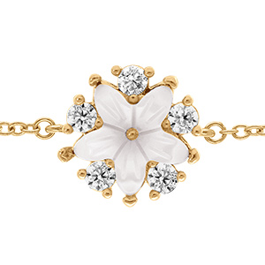 Bracelet en plaqu� or fleur en nacre v�ritable avec des oxydes blancs - 16+2cm