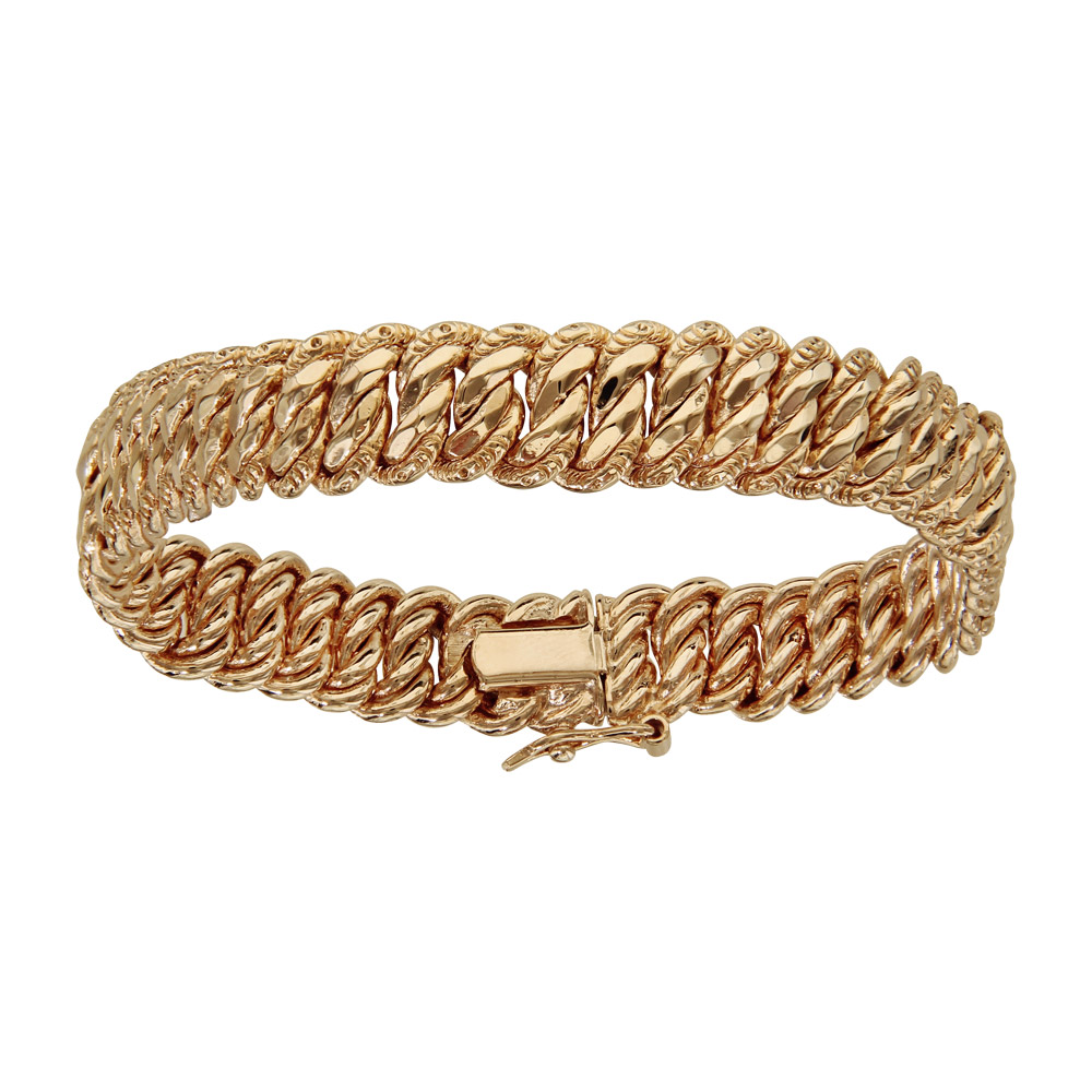 Bracelet en plaqu� or gourmette am�ricaine massive 10mm 19,5cm - Vue 1