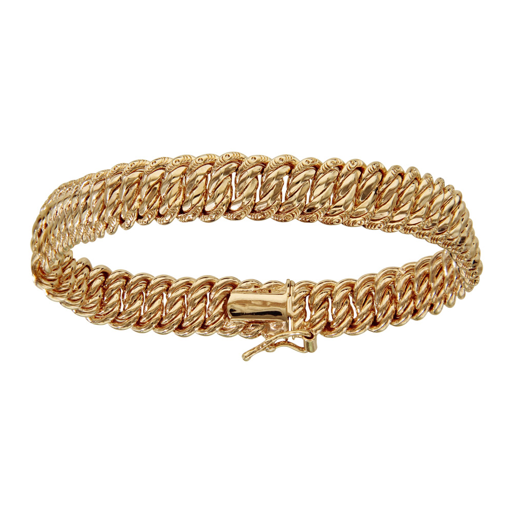 Bracelet en plaqu� or gourmette am�ricaine massive 8mm 18cm - Vue 1