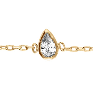 Bracelet en plaqu� or goutte avec oxyde blanc serti clos - 16+2cm