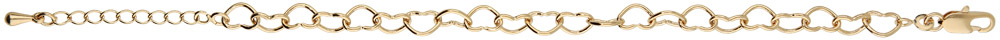 Bracelet en plaqu or maille coeurs fermoir mousqueton 16+3cm - Vue 1