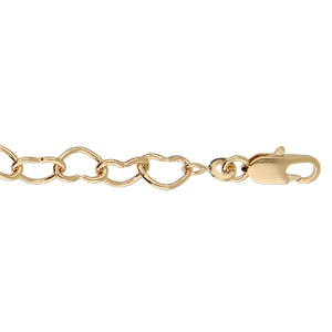 Bracelet en plaqué or maille coeurs fermoir mousqueton 17+3cm - Vue 1