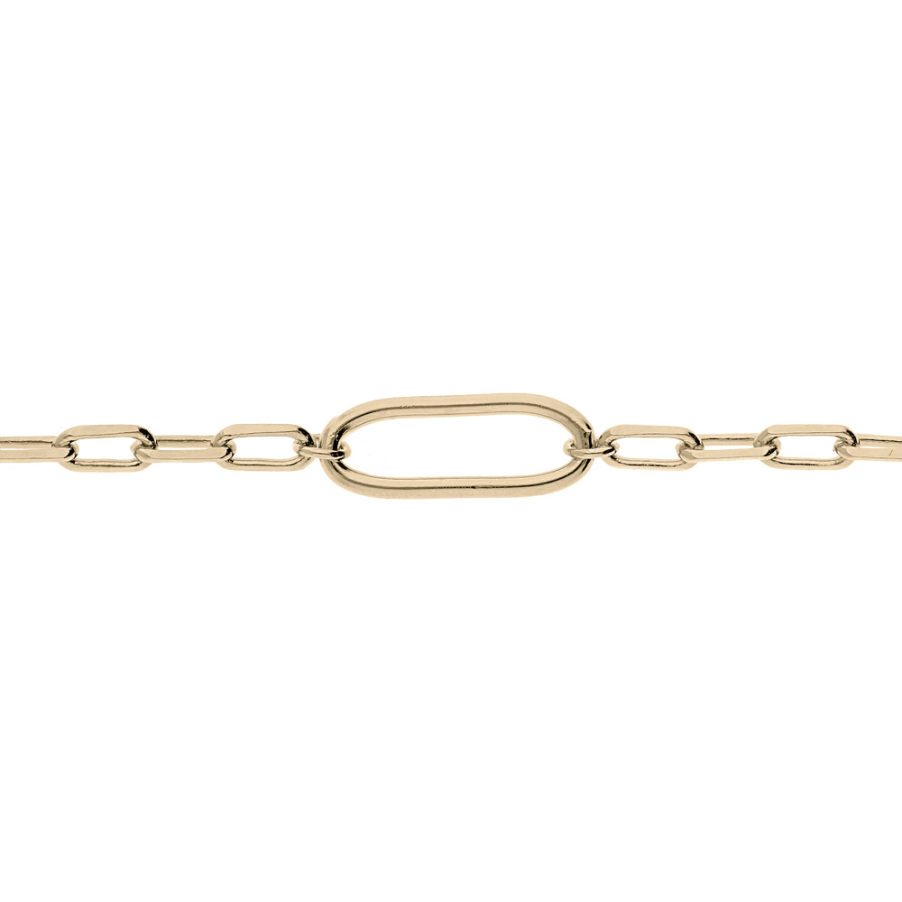 Bracelet en plaqu� or maille rectangle et gros maillon central 16+3cm - Vue 1