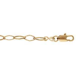 Bracelet en plaqu� or mailles losanges cisel�es - 16+3cm