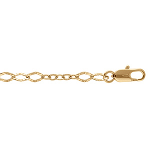 Bracelet en plaqu� or mailles ovales diamant�es - 16+3cm