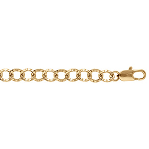 Bracelet en plaqu� or mailles rondes diamant�es - 16+3cm