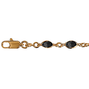 Bracelet en plaqu or maillons orns d\'oxydes noirs en forme de navette - longueur 18cm - Vue 1