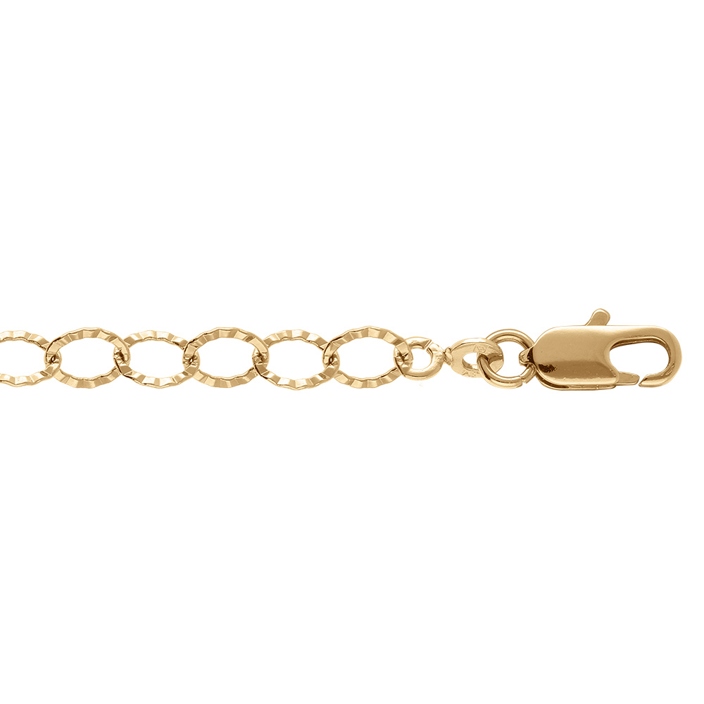 Bracelet en plaqu� or maillons ovales diamant�s - 16+3cm - Vue 1
