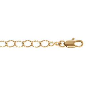 Bracelet en plaqu� or maillons ovales diamant�s - 16+3cm