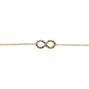 Bracelet en plaqu or motif infini multi couleurs 16+2cm - Vue 1