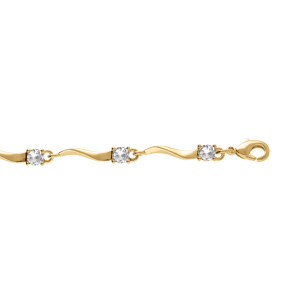 Bracelet en plaqué or oxydes blancs 17+3cm - Vue 1