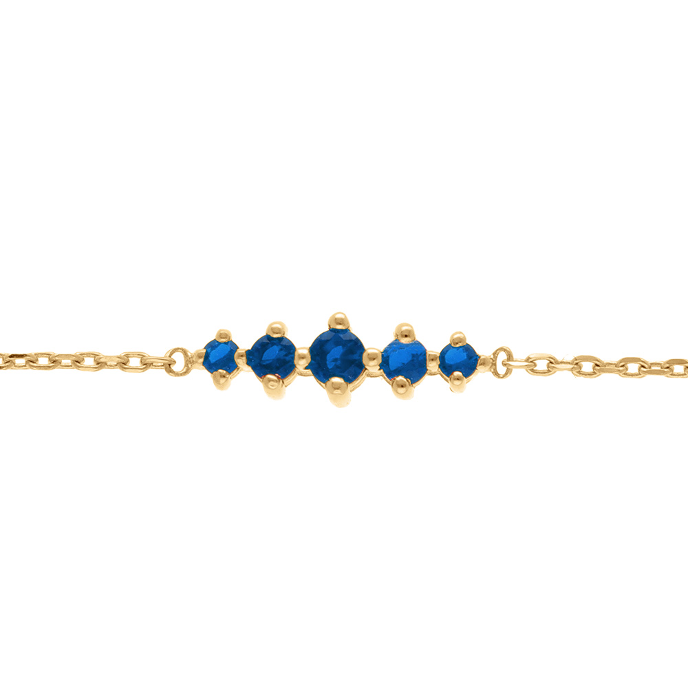 Bracelet en plaqu� or oxydes bleus horizontaux -  15.5+2.5m - Vue 1