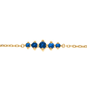 Bracelet en plaqu� or oxydes bleus horizontaux -  15.5+2.5m