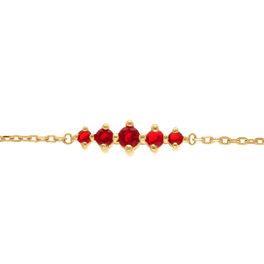 Bracelet en plaqu� or oxydes rouges horizontaux - 15.5+2.5m - Vue 1
