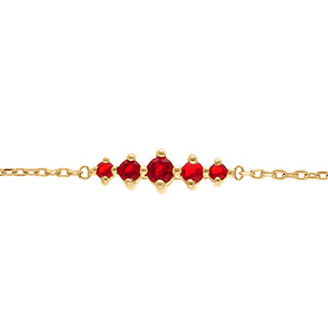 Bracelet en plaqu� or oxydes rouges horizontaux - 15.5+2.5m