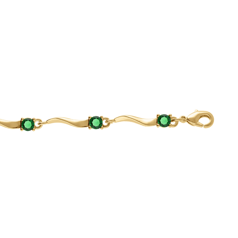 Bracelet en plaqu� or oxydes vert fonc� 17+3cm - Vue 1