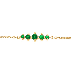 Bracelet en plaqu� or oxydes verts horizontaux - 15.5+2.5m