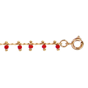 Bracelet en plaqué or pampilles boules corail 16cm + 2cm - Vue 1