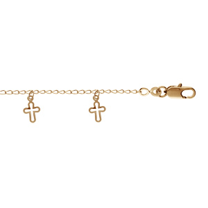 Bracelet en plaqué or pampilles croix évidées 16+3cm - Vue 1