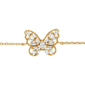 Bracelet en plaqu� or papillon ajour�e avec oxydes blancs - 16+3cm
