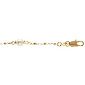 Bracelet en plaqu� or perle blanche imitation - 16+3cm