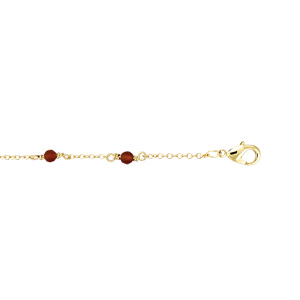 Bracelet en plaqué or pierre agate rouge foncé véritable 16+2cm - Vue 1