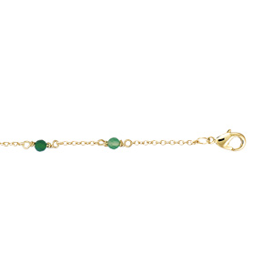 Bracelet en plaqu or pierre agate verte vritable 16+2cm - Vue 1