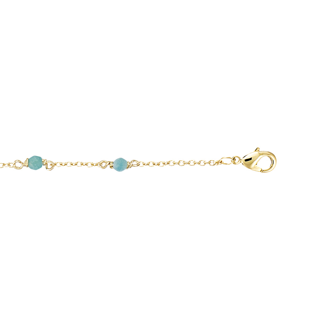 Bracelet en plaqu� or pierre amazonite v�ritable 16+2cm - Vue 1