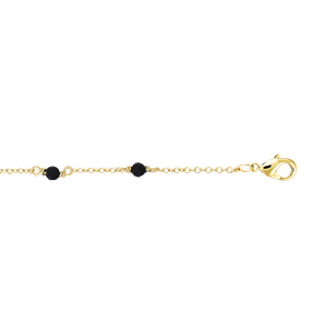 Bracelet en plaqu or pierre onyx vritable 16+2cm - Vue 1
