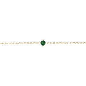 Bracelet en plaqu or solitaire oxyde vert 4mm 16+2cm - Vue 1
