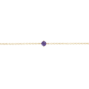 Bracelet en plaqu or solitaire oxyde violet 4mm 16+2cm - Vue 1